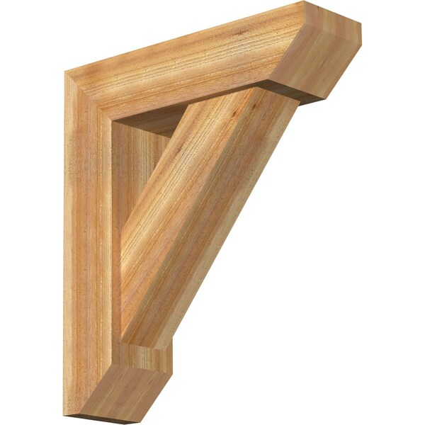 Ekena Millwork Traditional Slat Rough Sawn Bracket w/ Offset Brace, Western Red Cedar, 8"W x 28"D x 32"H BKT0806X28X32TRA06RWR - main